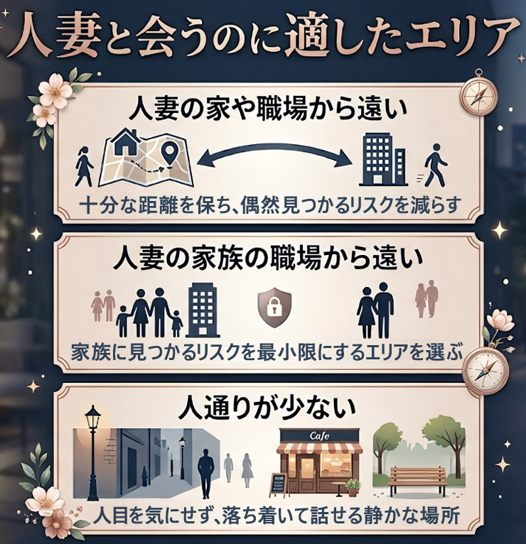 人妻と会うのが適したエリア