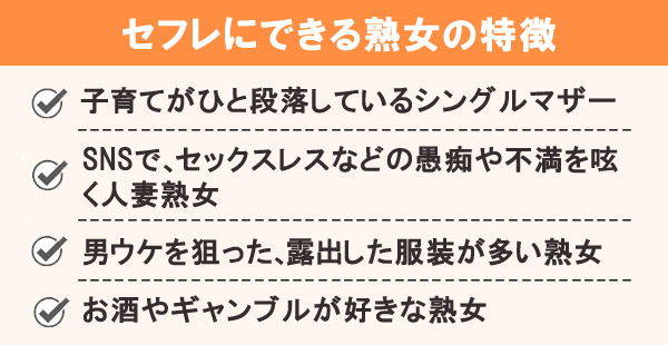セフレにできる熟女の特徴