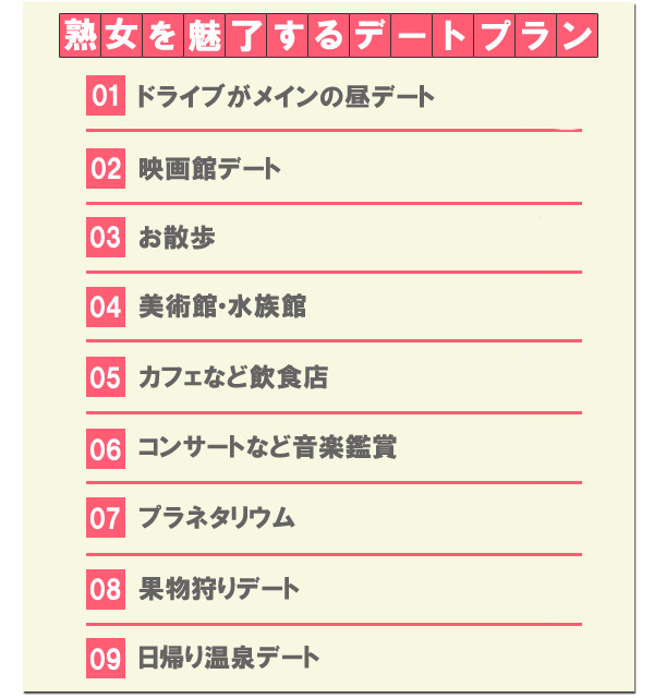 熟女を魅了するデートプラン